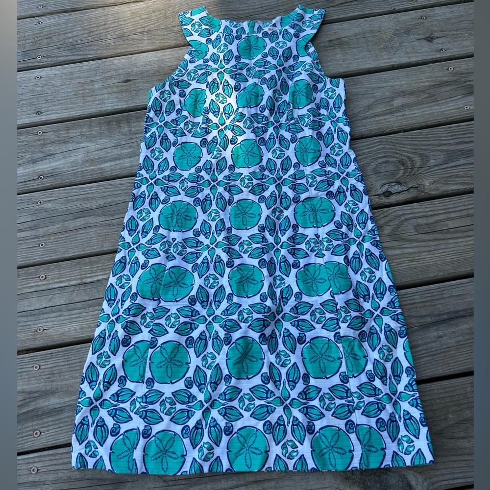 Vineyard Vines Sand Dollar Sleeveless Dress in Teal and White